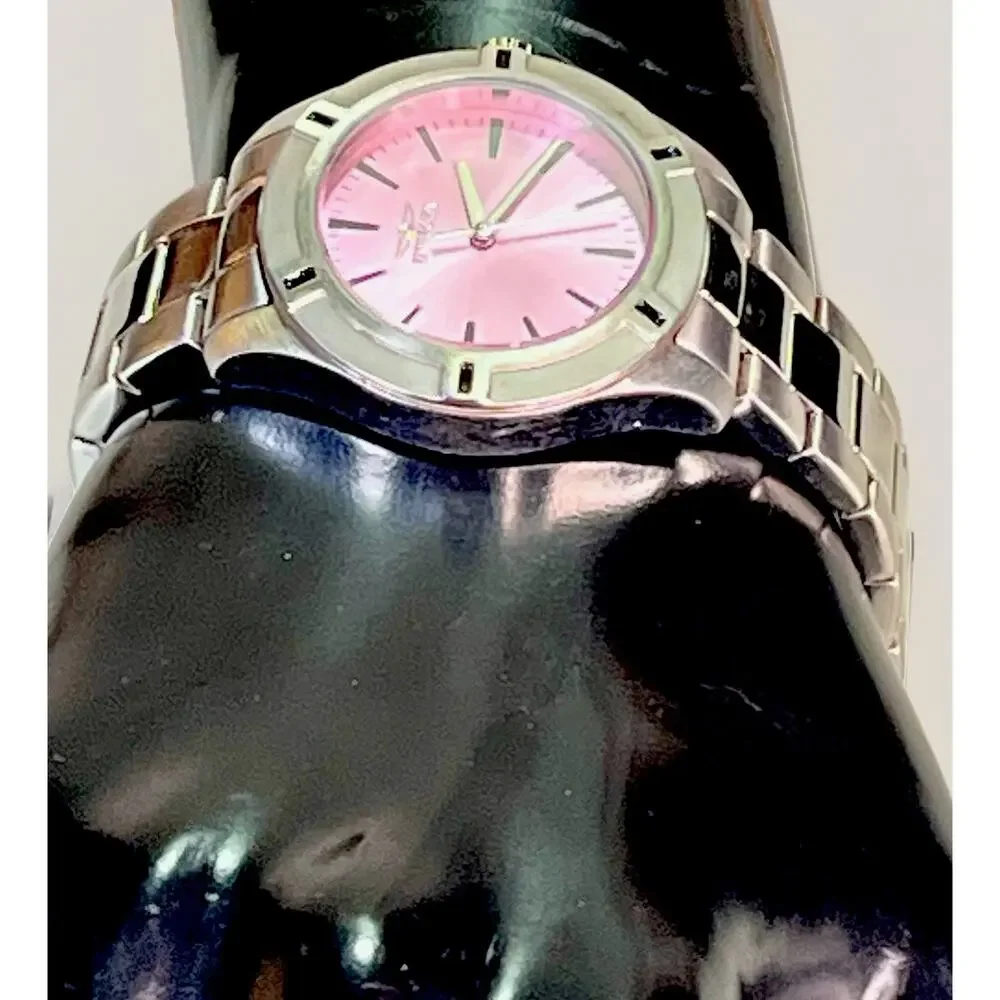 Invicta Women’s Silver Stainless Steel Pink Dial Quartz Wristwatch 50M
